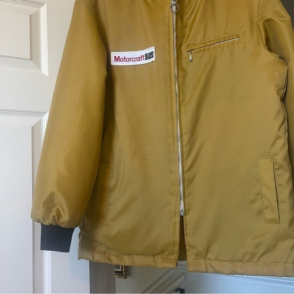 Ford Vintage Rare 90s Winter Jacket Zip Up Fuzzy Lined Yellow Mustard Size l - Picture 6 of 16